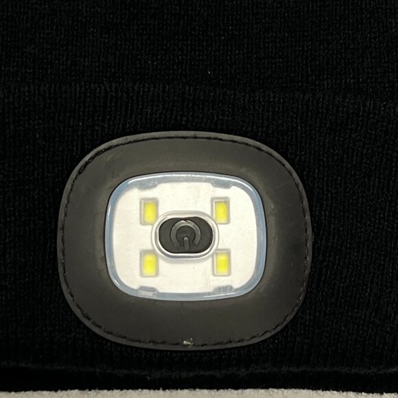 LED Beanie Black Cuffed Winter Hat One Size Flashlight Knitted Hiking Outdoor - Picture 2 of 3